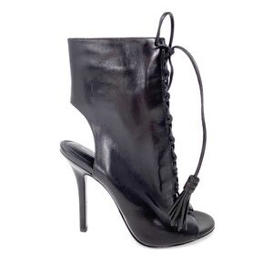 New Michael Kors Collection Boots Size 6 Heels ‘Bolton’ Black Leather Peep-Toe